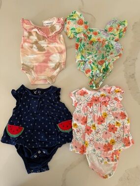 Bundle of Four Baby Girl Onesies